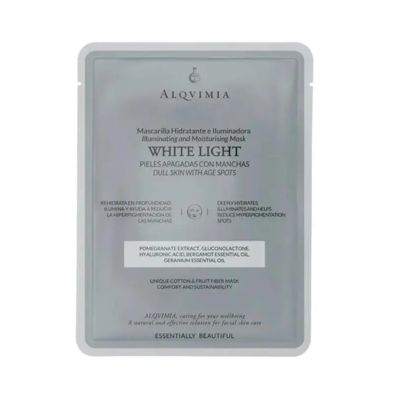 Mascarilla Facial White Light Alqvimia - Tratamiento Rejuvenecedor de Tela