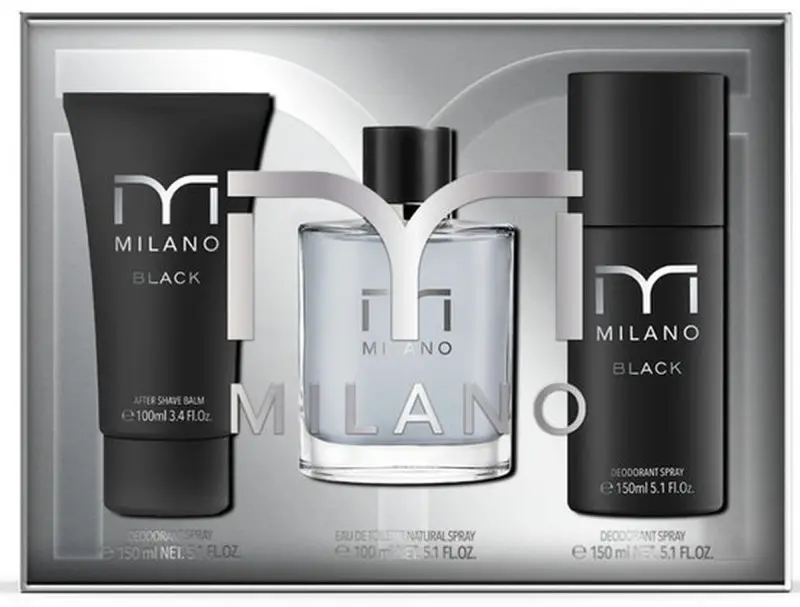 Milano Black Set de Perfume y Cuidado Masculino 3 Piezas