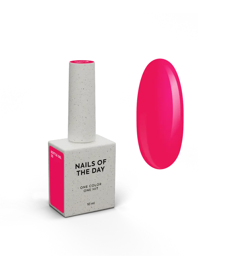 NAILSOFTHEDAY Bottle Gel 30 – gel ultraresistente frambuesa neón para el refuerzo de uñas, 10 ml