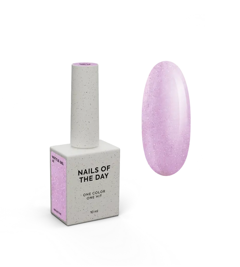 NAILSOFTHEDAY Bottle Gel 41 – gel ultraresistente rosa con efecto reflectante para el refuerzo de uñas, 10 ml