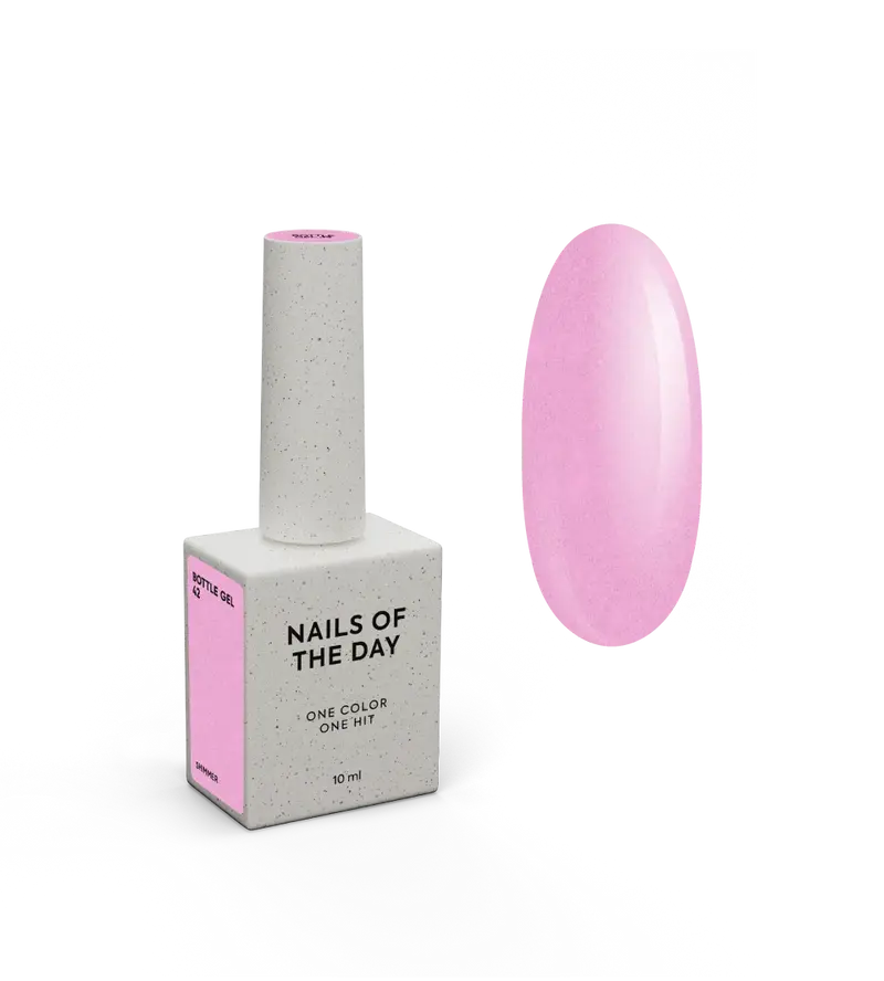 NAILSOFTHEDAY Bottle gel 42 – rosa con brillo, gel fortalecedor de uñas súper fuerte, 10 ml