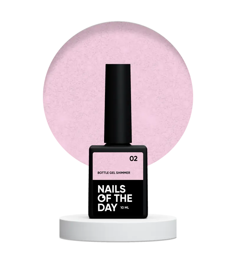 NAILSOFTHEDAY Bottle gel shimmer 02 – gel rosa lechoso súper fuerte con brillo plateado, 10 ml