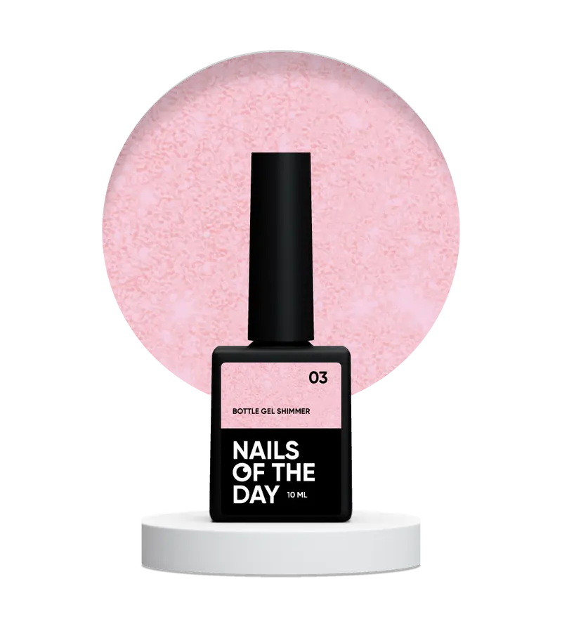 NAILSOFTHEDAY Bottle gel shimmer 03 – gel rosa pálido ultrafuerte con brillo rojo, 10 ml