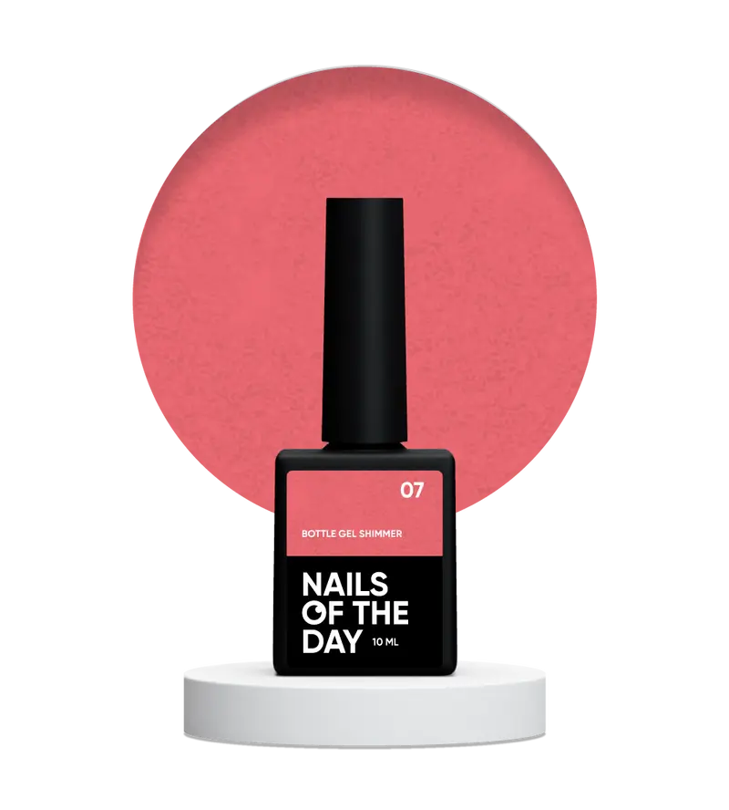 NAILSOFTHEDAY Bottle gel shimmer 07 - gel coral ultra fuerte con brillo plateado, 10 ml