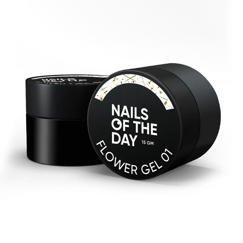 NAILSOFTHEDAY Build gel Flower 01 — gel de construcción transparente con flores secas para uñas, 15 ml