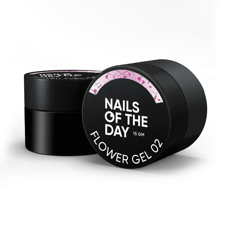 NAILSOFTHEDAY Build gel Flower 02 — gel de construcción rosa con flores secas para uñas, 15 ml