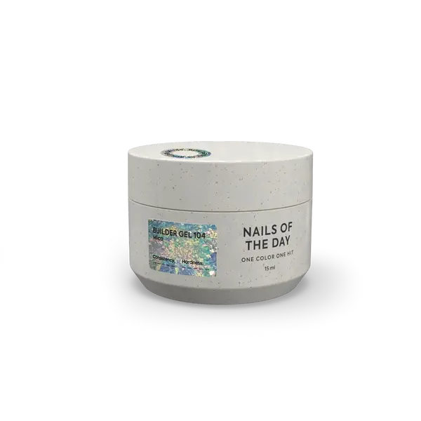 NAILSOFTHEDAY Builder Gel 104 — builder gel transparente con copos Yuki, 15 ml