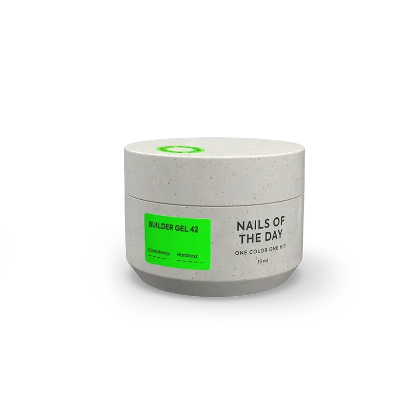 NAILSOFTHEDAY Builder Gel 42 — gel verde lima intenso para extensiones de uñas, 15 ml