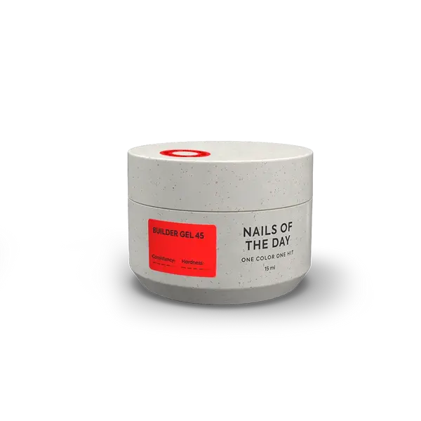 NAILSOFTHEDAY Builder Gel 45 — gel rojo coral para extensiones de uñas, 15 ml