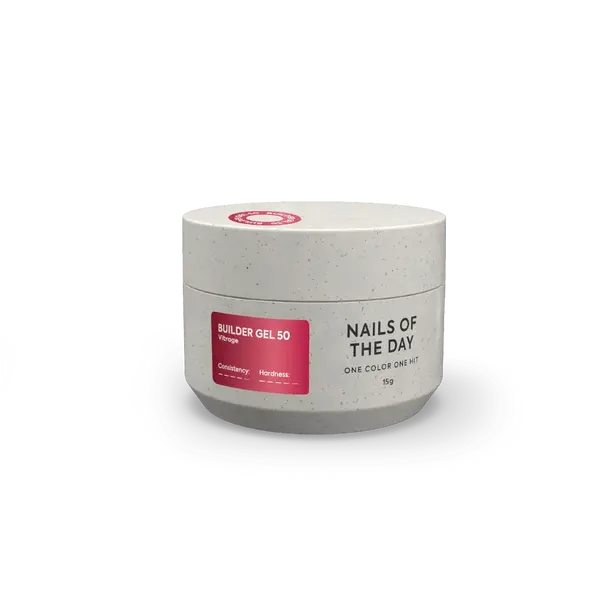 NAILSOFTHEDAY Builder gel 50 Vitrage — gel constructor vitral rojo para extensión de uñas, 15 ml