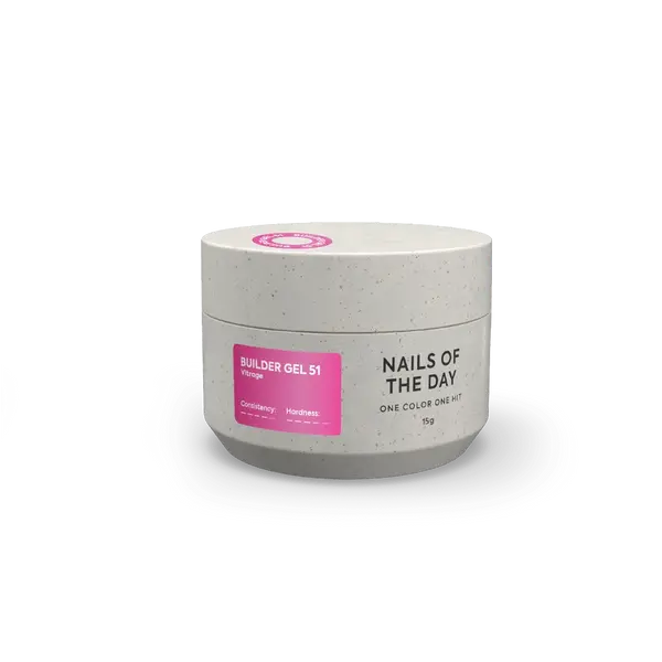 NAILSOFTHEDAY Builder gel 51 Vitrage — gel constructor vitral rosa para extensión de uñas, 15 ml