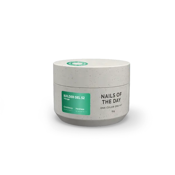 NAILSOFTHEDAY Builder gel 52 Vitrage — gel constructor vitral verde para extensión de uñas, 15 ml