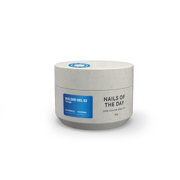 NAILSOFTHEDAY Builder gel 53 Vitrage — gel constructor vitral azul para extensión de uñas, 15 ml