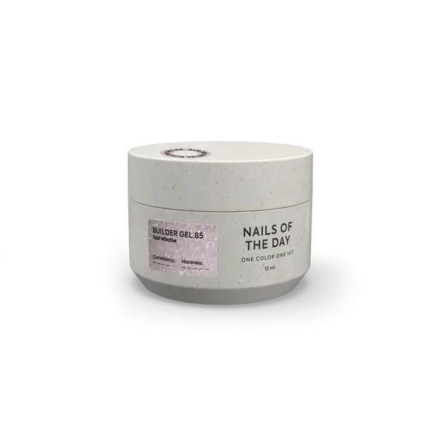 NAILSOFTHEDAY Builder Gel 85 — builder gel rosa-lechoso reflectante con brillo opal, 15 ml