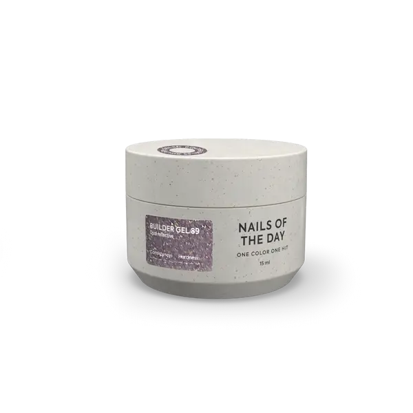 NAILSOFTHEDAY Builder Gel 89 — builder gel lavanda frío reflectante con brillo opal, 15 ml