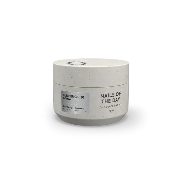 NAILSOFTHEDAY Builder Gel 91 — builder gel reflectante plateado-lechoso, 15 ml