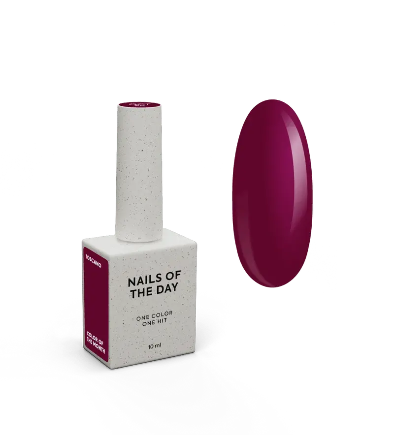 NAILSOFTHEDAY Color del Mes Octubre 2025 Toscano — tono burdeos, cobertura completa en una capa, 10 ml