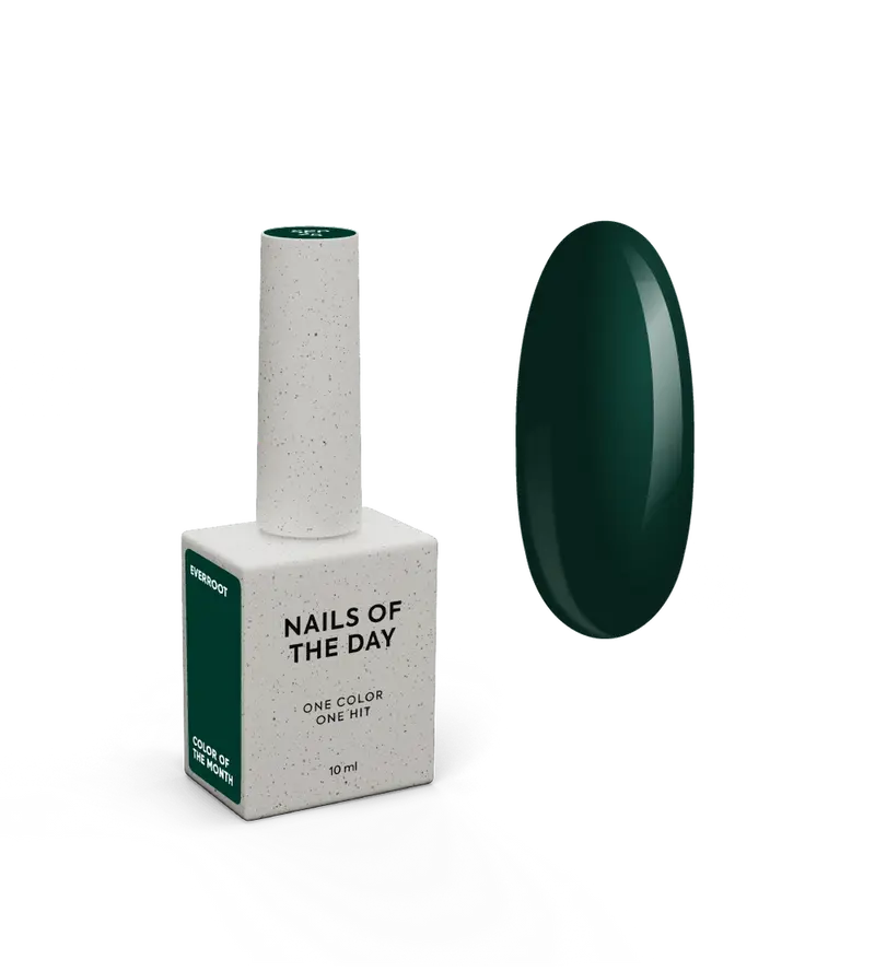 NAILSOFTHEDAY Color del Mes Septiembre 2025 Everroot - Un verde profundo e intenso con cobertura total en una sola capa, 10 ml.