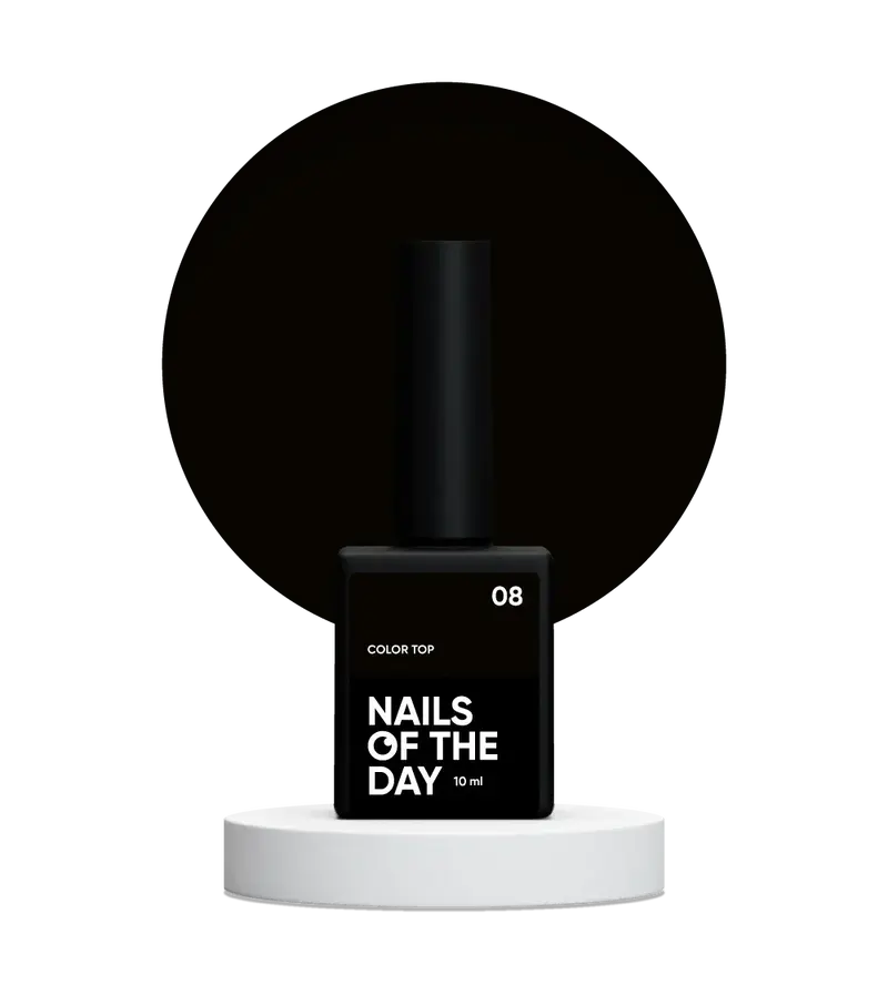 NAILSOFTHEDAY Color top 08 — top negro intenso sin capa pegajosa para uñas, 10 ml