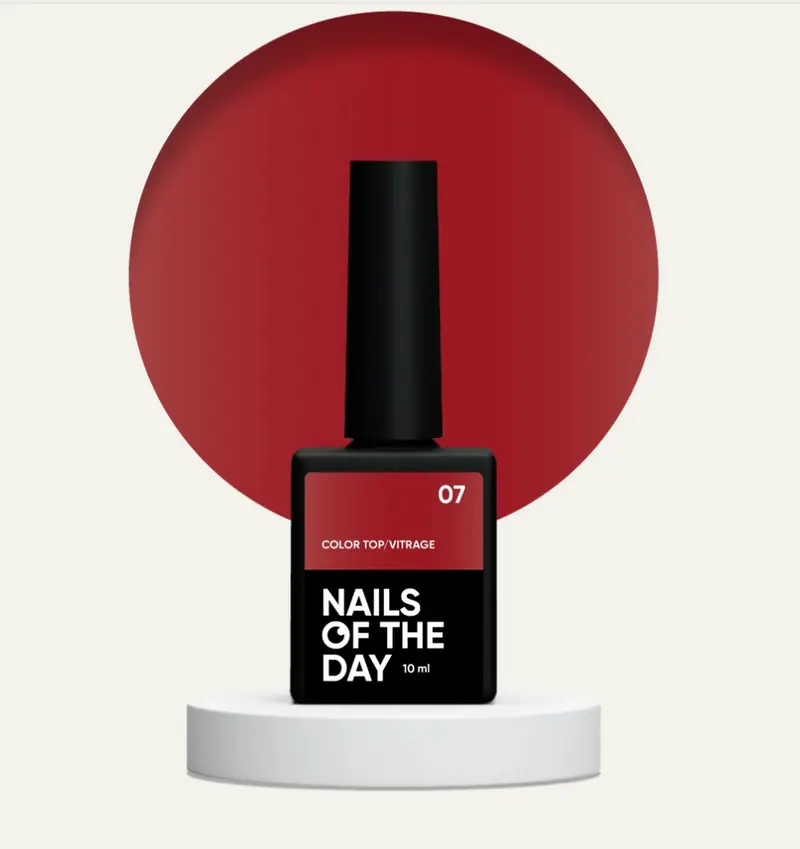 NAILSOFTHEDAY Color Top Vitrage 07 — top coat vitral burdeos profundo y semitransparente sin capa pegajosa para uñas, 10 ml.