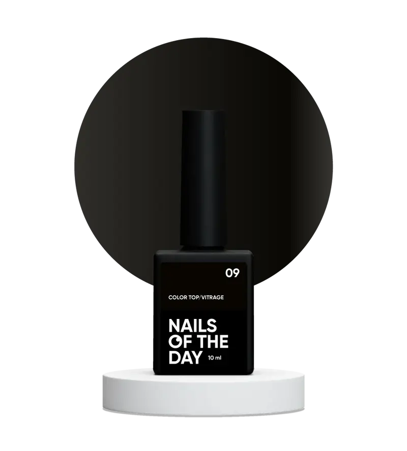 NAILSOFTHEDAY Color Top Vitrage 09 — top coat vitral negro semitransparente sin capa pegajosa para uñas, 10 ml.