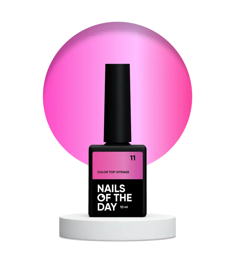 NAILSOFTHEDAY Color Top/Vitrage 11 — Top Coat Vitrage Rosa Brillante Semitransparente, 10 ml