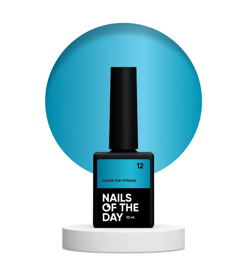 NAILSOFTHEDAY Color Top/Vitrage 12 — Top Coat Vitrage Azul Intenso Semitransparente, 10 ml
