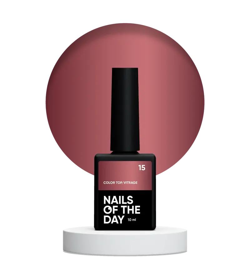 NAILSOFTHEDAY Color Top/Vitrage 15 — Top Coat Vitrage Marrón Semitransparente, 10 ml