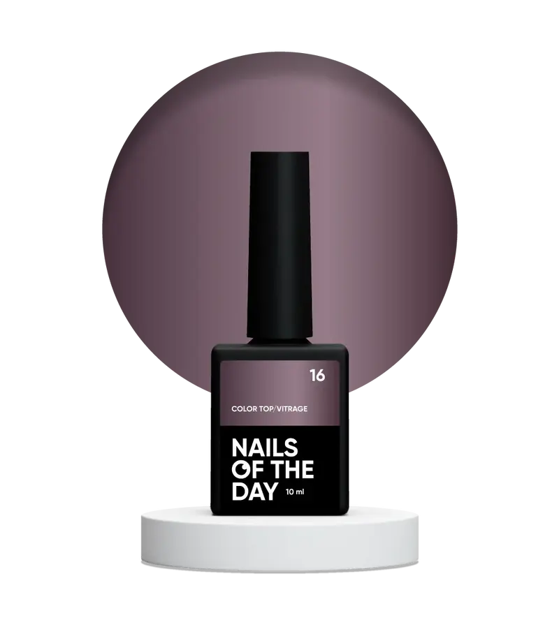 NAILSOFTHEDAY Color Top/Vitrage 16 — Top Coat Vitrage Ciruela Empolvada Semitransparente, 10 ml