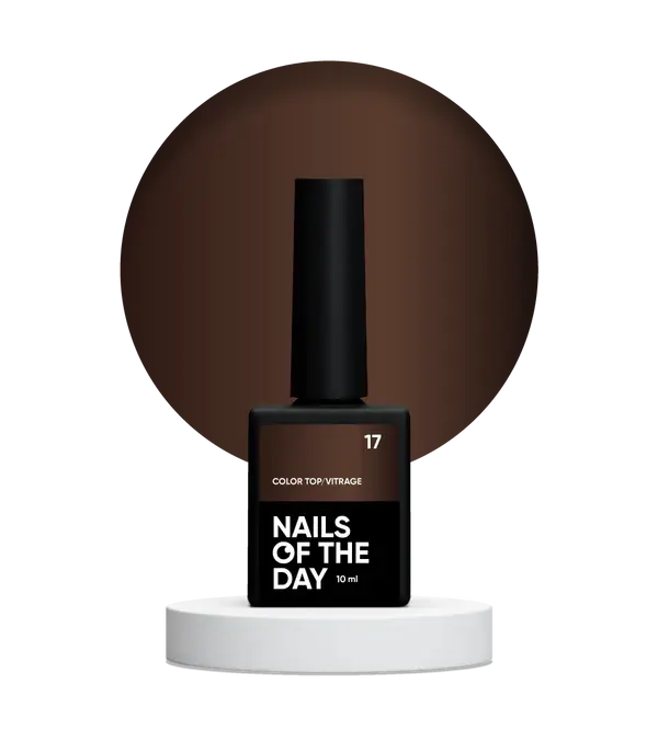 NAILSOFTHEDAY Color Top/Vitrage 17 — Top Coat Vitrage Chocolate Negro Semitransparente, 10 ml