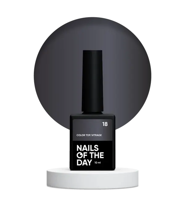 NAILSOFTHEDAY Color Top/Vitrage 18 — Top Coat Vitrage Grafito Gris-Negro Semitransparente, 10 ml