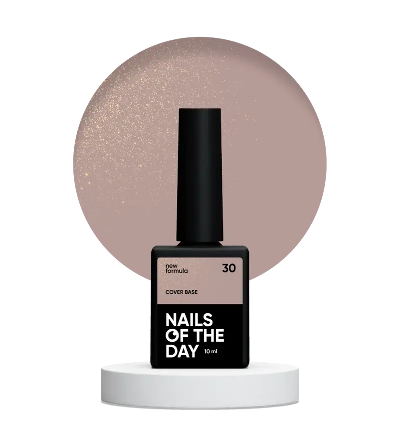 Nailsoftheday Cover base NEW Formula 30 — tono nude natural con shimmer dorado, un nude cálido con reflejos dorados, una base camuflaje para uñas, 10 ml.