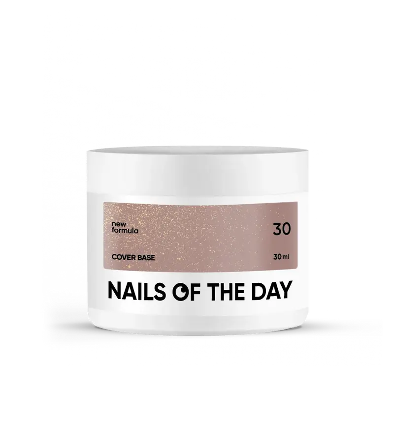 Nailsoftheday Cover base NEW Formula 30 — tono nude natural con shimmer dorado, un nude cálido con reflejos dorados, una base camuflaje para uñas, 30 ml.