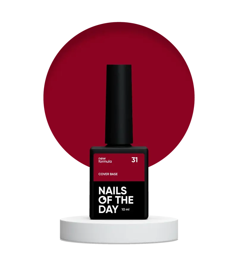 Nailsoftheday Cover Base NEW Formula 31 — base pigmentada intenso color rojo, 10 ml.
