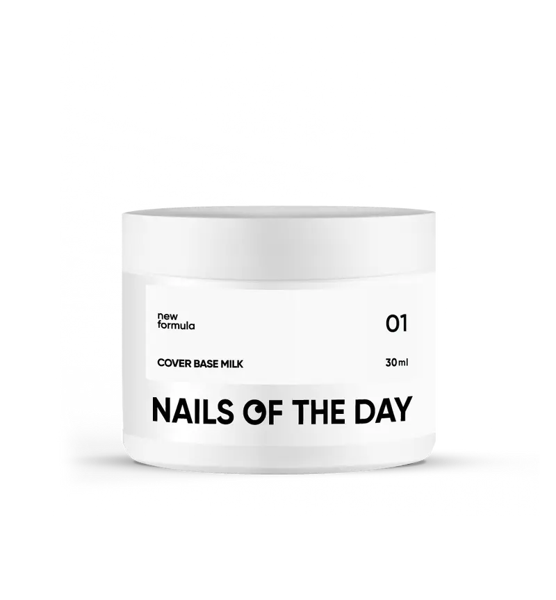 Nailsoftheday Cover Base NEW Formula Milk 01 - base camuflaje semitransparente de tono frío lechoso, 30 ml.