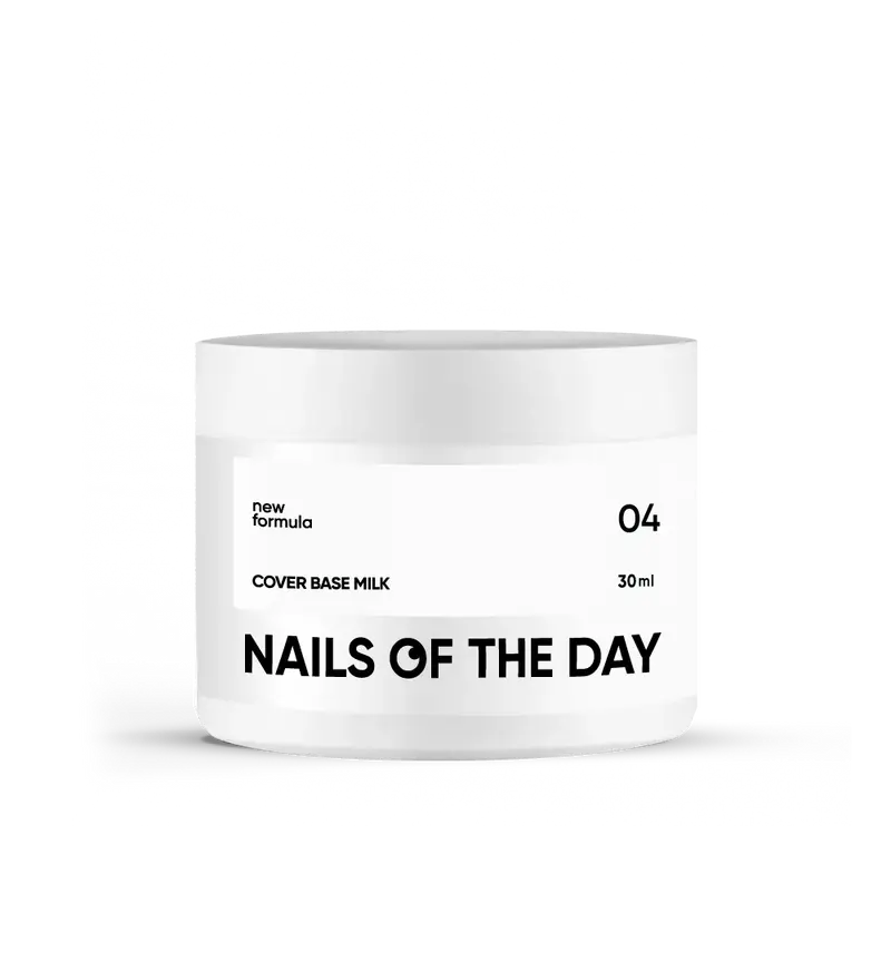 Nailsoftheday Cover Base NEW Formula Milk 04 — base camufladora lechosa con brillo plateado para uñas, 30 ml