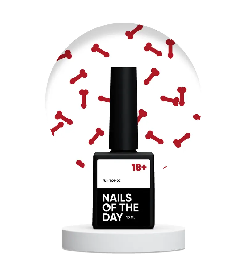 NAILSOFTHEDAY FUN! top 02 — top para uñas con decoración artística roja, sin capa pegajosa, 10 ml