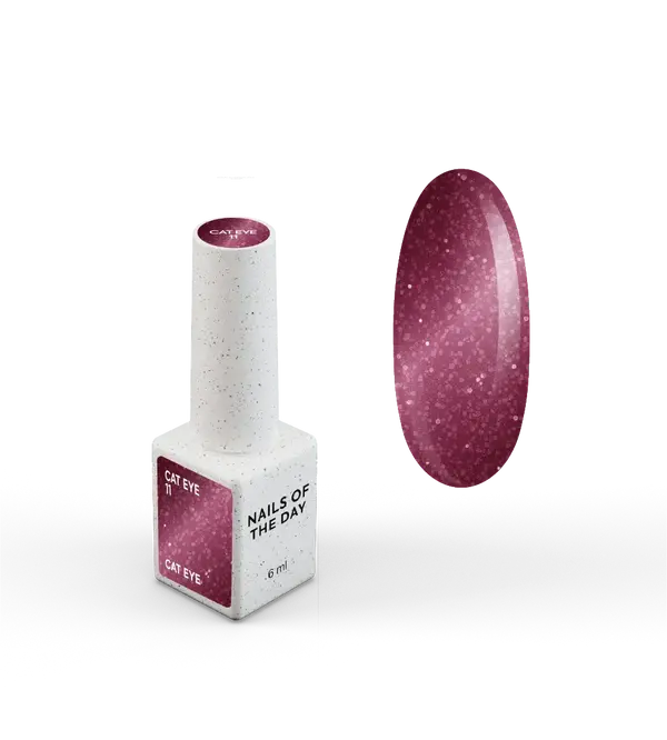 NAILSOFTHEDAY Gel Polish Cat Eye 11 — esmalte efecto ojo de gato en tono frambuesa oscuro, cobertura completa en una sola capa. 6 ml.