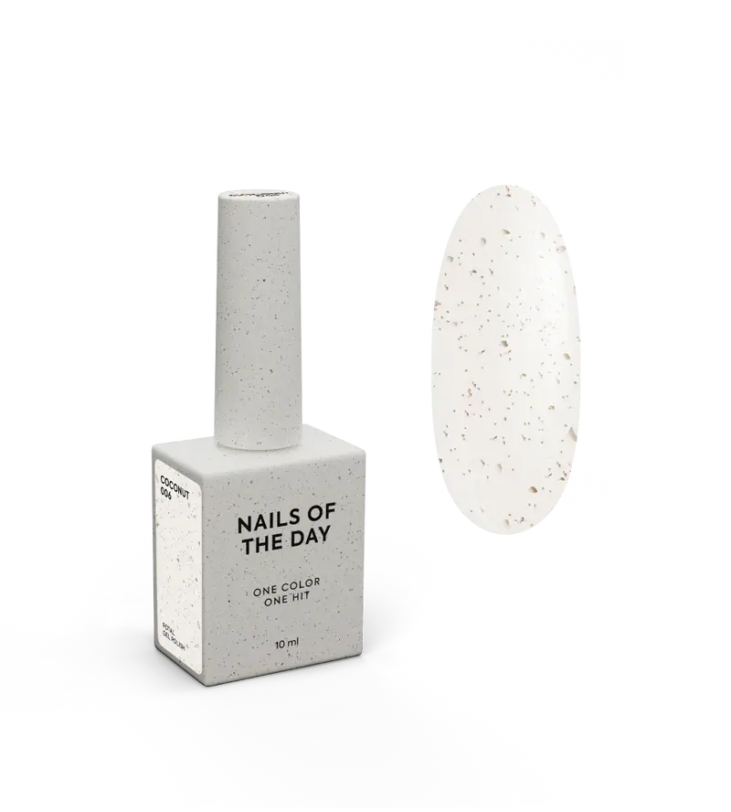 NAILSOFTHEDAY Gel Polish Coconut 006 — esmalte semipermanente blanco lechoso con pan de oro, cubre en una sola capa, 10 ml.ñas que cubre una capa, 10 ml
