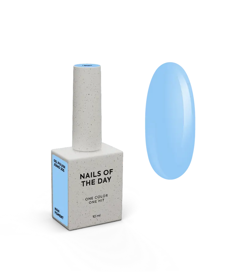 NAILSOFTHEDAY Gel Polish Jeans 305 — esmalte semipermanente azul vaquero con cobertura completa en una sola capa. 10 ml.