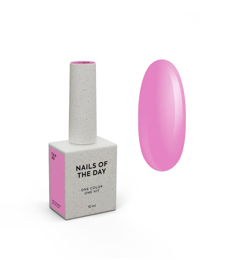 NAILSOFTHEDAY Gel Polish Tulip 203 — esmalte semipermanente rosa frío, cubre en una sola capa, 10 ml.