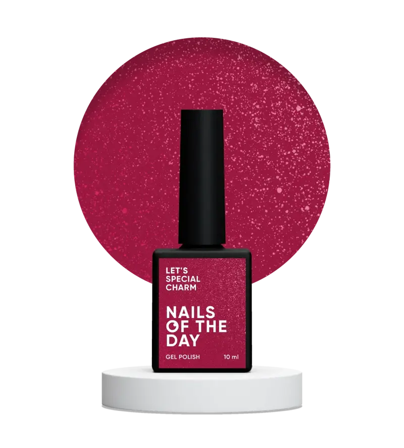 NAILSOFTHEDAY Let’s Special Charm — un esmalte semipermanente de color rosa frambuesa vibrante con un fino brillo, que ofrece cobertura completa en una sola capa, 10 ml.