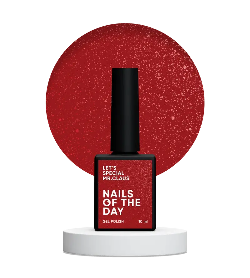 NAILSOFTHEDAY Let’s Special Mrs. Claus — un esmalte de color rojo intenso con un fino brillo, que ofrece cobertura completa en una sola capa, 10 ml.