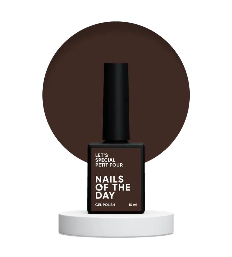 NAILSOFTHEDAY Let’s Special Petit Four — esmalte semipermanente en un tono marrón oscuro profundo, que cubre perfectamente en una sola capa, 10 ml.