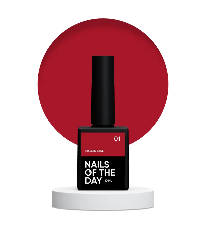 NAILSOFTHEDAY Malbec base 01 – base imitacion cristal rojo intenso, 10 ml