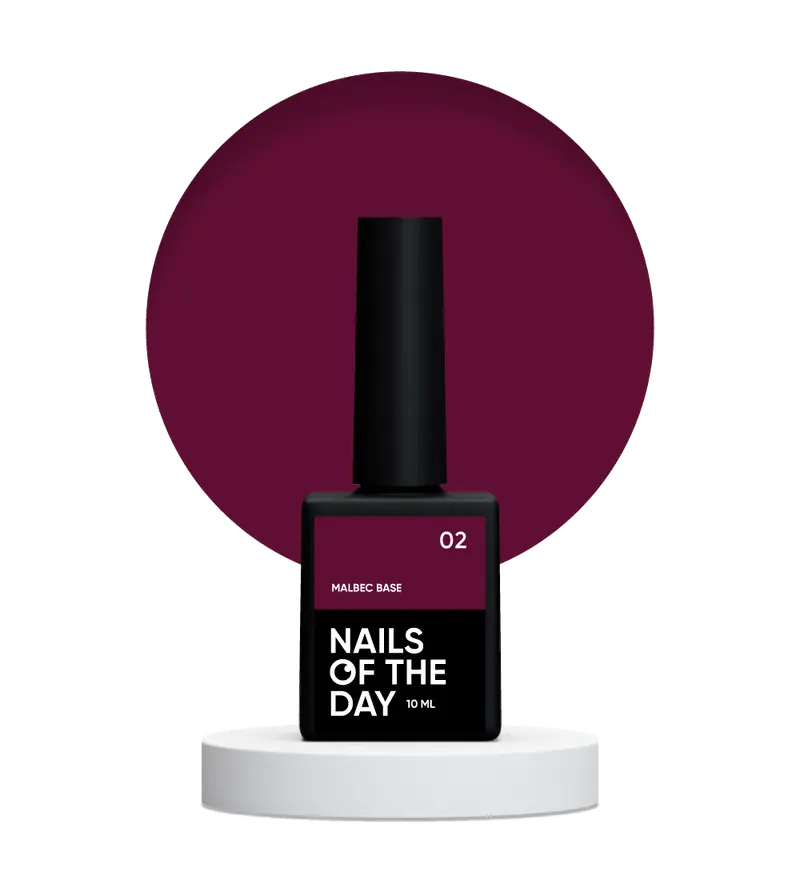 NAILSOFTHEDAY Malbec base 02 – base imitacion cristal de rojo burdeos, 10 ml