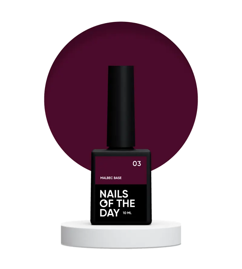 NAILSOFTHEDAY Malbec base 03 – base imitación cristal de color rojo vino, 10 ml