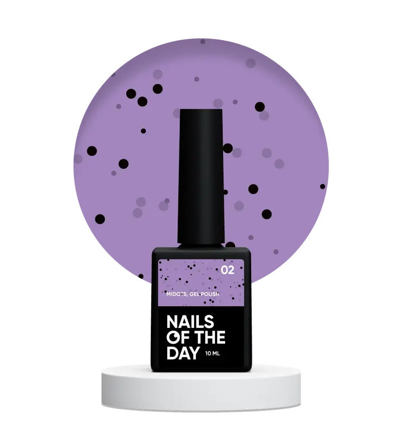 NAILSOFTHEDAY MiDots gel polish 02 - esmalte semipermanente lila con puntos negros, 10 ml