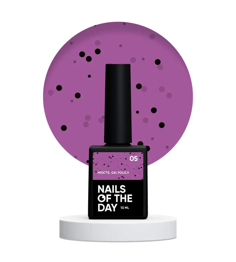 NAILSOFTHEDAY MiDots gel polish 05 — esmalte semipermanente frambuesa con puntos negros para uñas, 10 ml