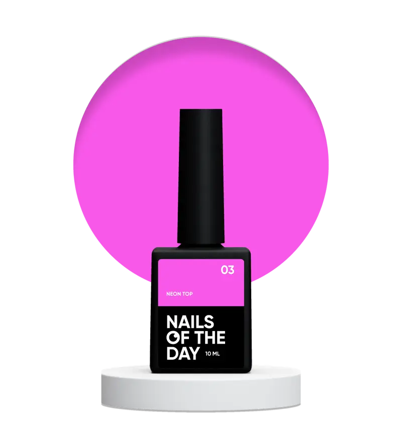 NAILSOFTHEDAY Neon top 03 – top rosa brillante sin capa pegajosa para uñas, 10 ml